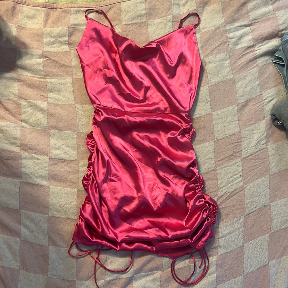 SHEIN hot pink satin mini dress